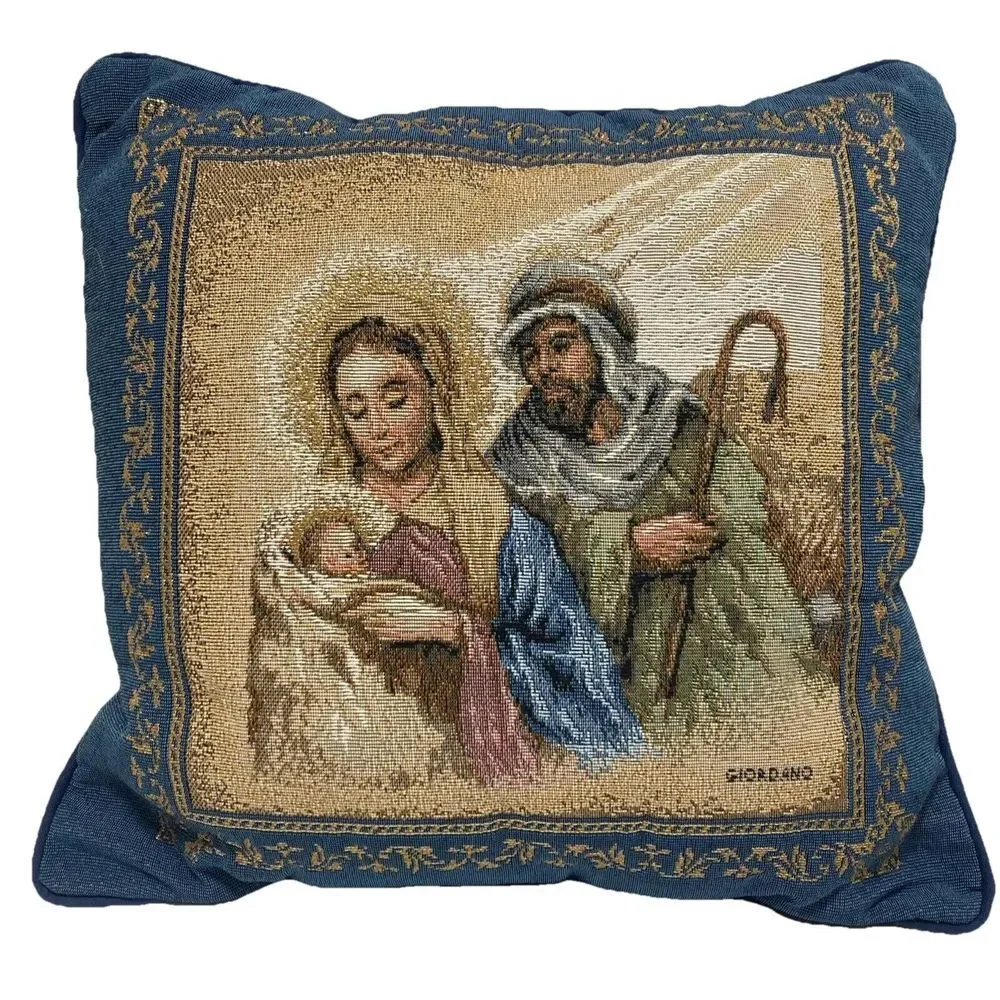 Riverdale Christmas Decorative Tapestry Throw Pillow Baby‎ Jesus Mary & Joseph